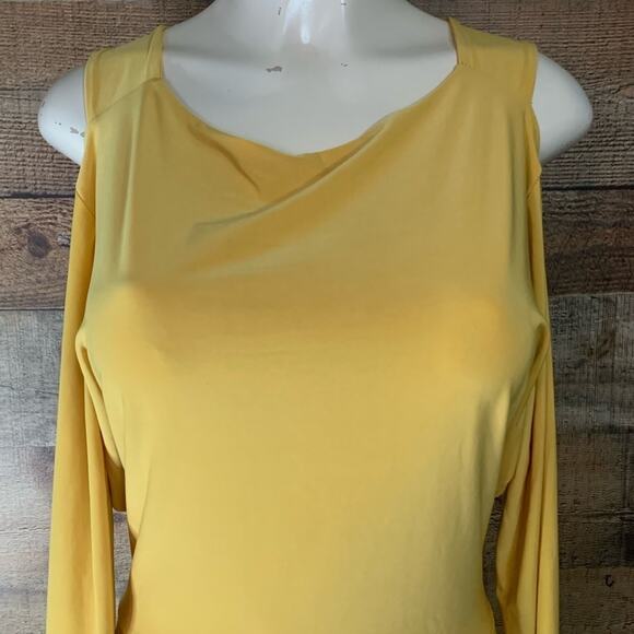 Outrageous Fortune Open Cross Back Bodysuit Long Sleeve Yellow Size 12 NWT - Picture 3 of 9